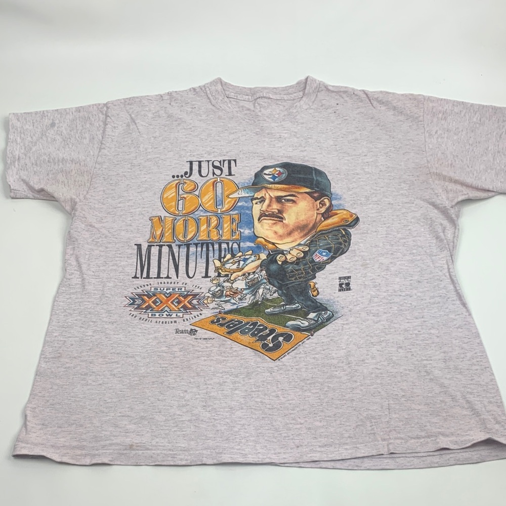 Vintage 1996 Steelers Football Bill Cowher Mens T-Shirt Super Bowl Single stitch